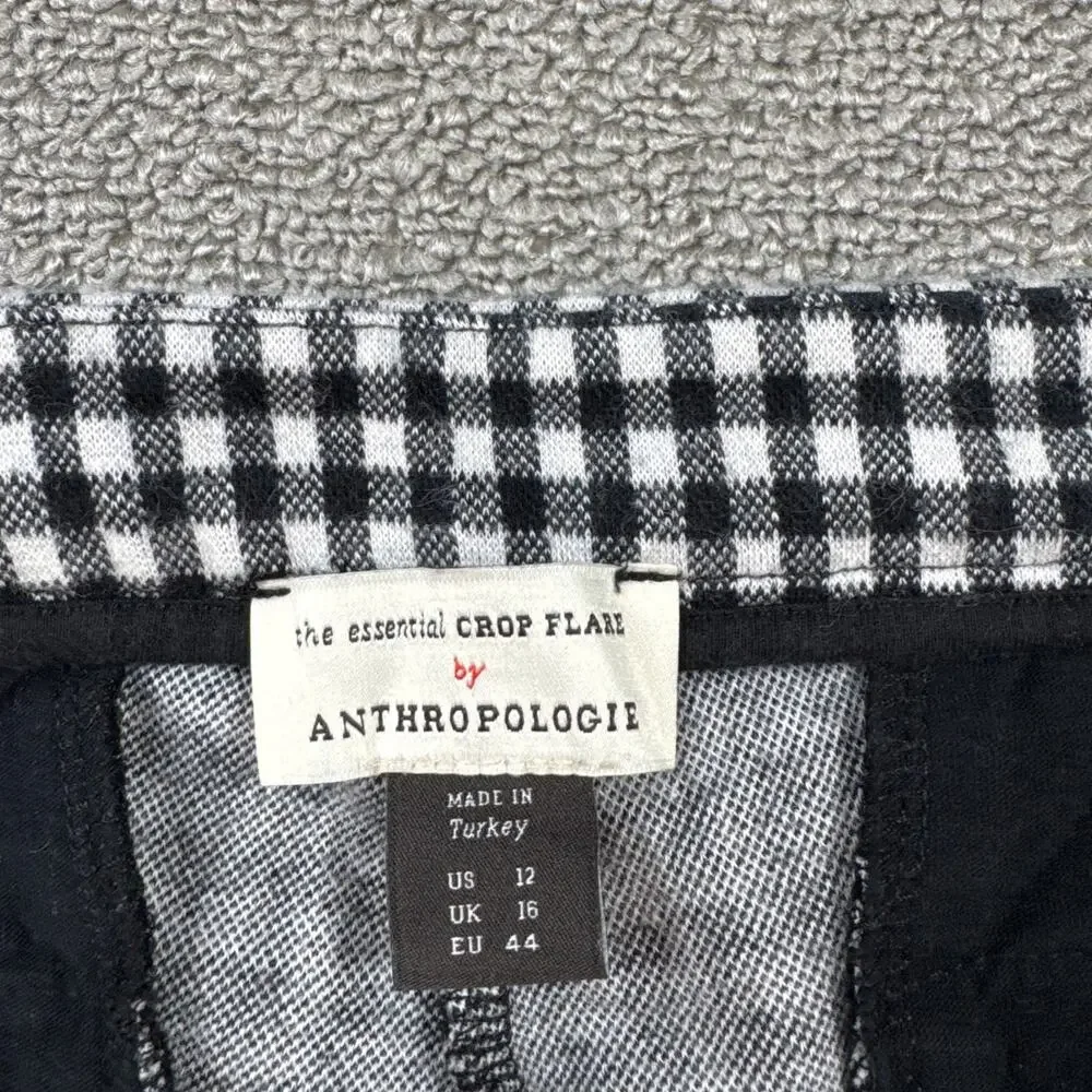 by Anthropologie Trouser Pant Capri The Essential Crop Flare Gingham Check 12 - Picture 8 of 10